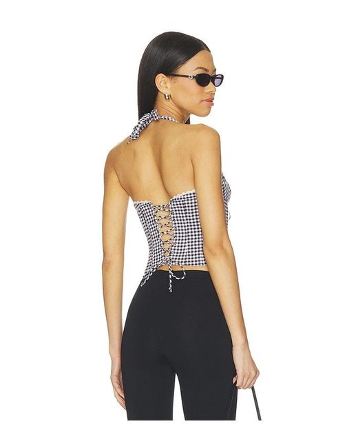 GUIZIO Blue Marini Gingham Corset Top
