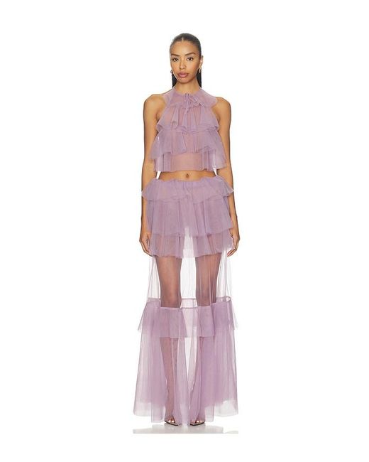 AKNVAS Purple Bodil Tulle Ruffle Top