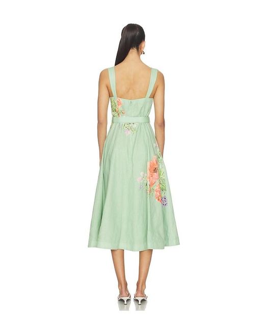 Hemant & Nandita Green Midi Dress With Buckle Belt