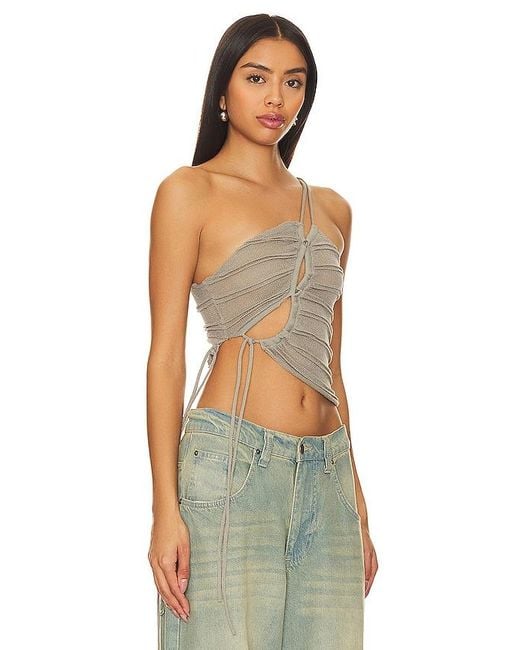 Jaded London Gray Asymmetric Knitted Top