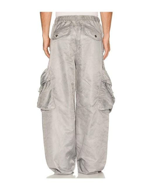 Feng Chen Wang Gray Sand Washed Nylon Cargo Pants for men