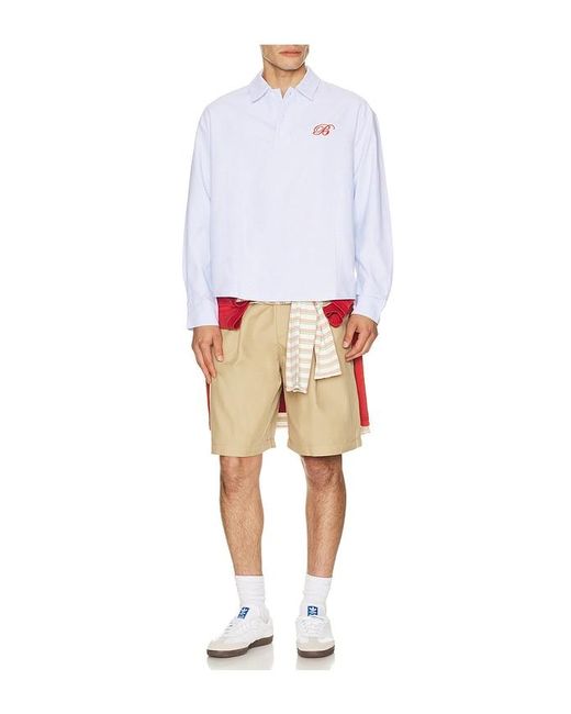 BOUND White Half Button Script Oxford Shirt for men