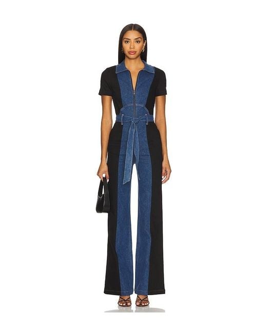 Alice + Olivia Blue Gorgeous Wide Leg Jumpsuit