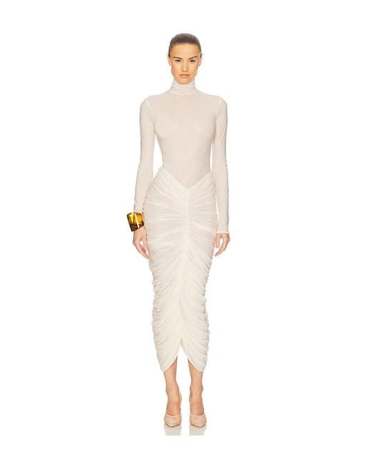 Helsa Natural The Super Sheer Ruched Dress