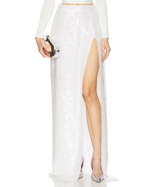 LAPOINTE White Sequin High Waist Maxi Skirt