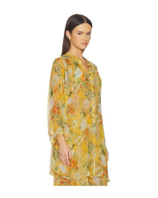 VERANDAH Yellow Boho Mini Shirt Dress