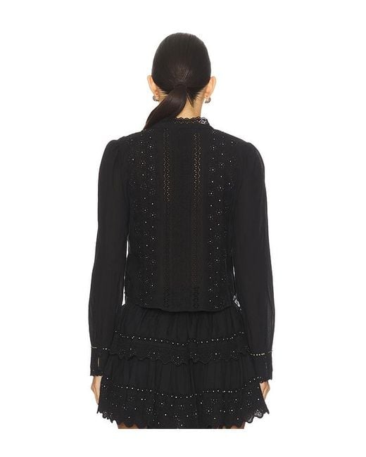 LoveShackFancy Black Larine Top