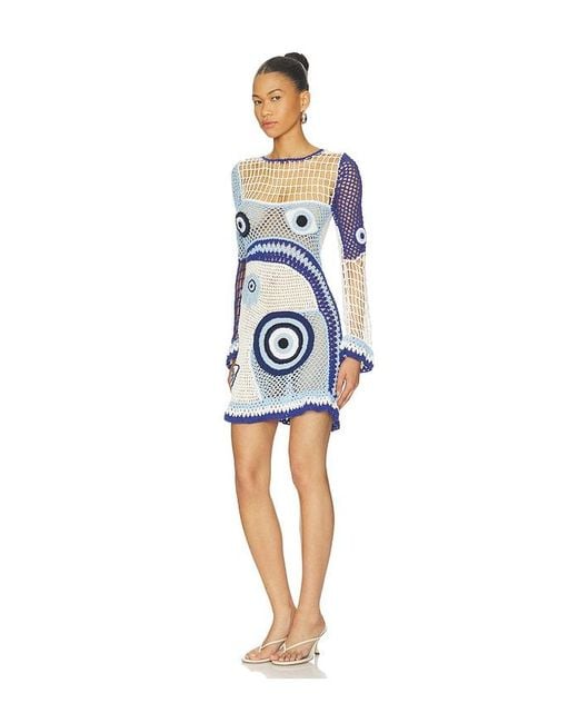 Leslie Amon Blue Dream Evil Eye Mini Dress