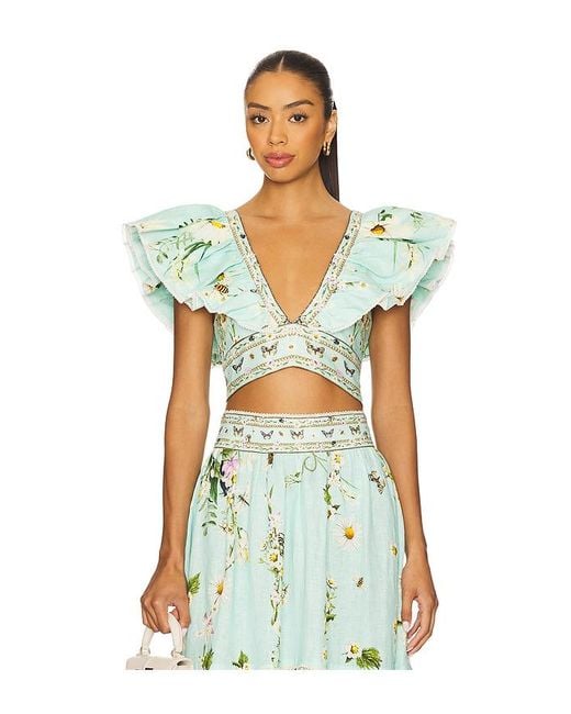 Camilla Green Ruffle Wrap Top