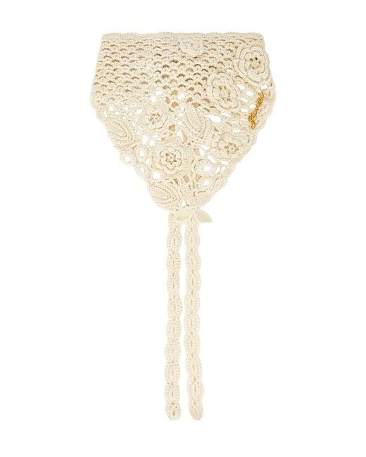 Ganni White Crochet Head Scarf
