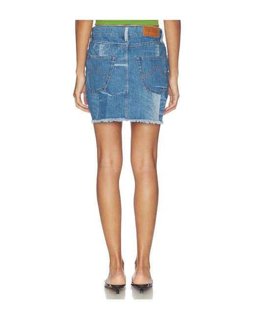 KENZO Blue Patchwork Short Skirt