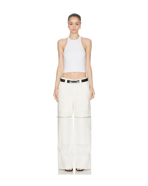 HAELO White Flex Waist Zip Cargo Pant