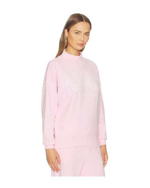 WellBeing + BeingWell Pink Shay Oversized Mock Neck Crew
