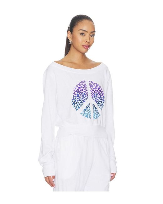 Lauren Moshi White Bronwyn Off The Shoulder Sweatshirt