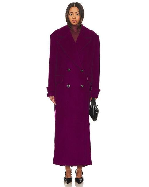 Camila Coelho Purple Agatha Double Breasted Coat