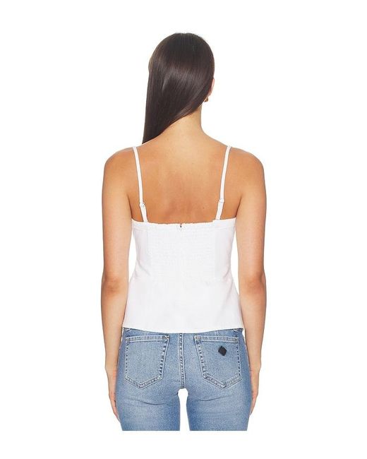 Madewell White Airy Denim Ruched Squareneck Tank