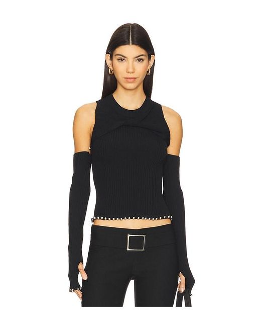 Top De Punto Con Parte Delantera Torcida. En Talla En PRIVATE POLICY de color Black