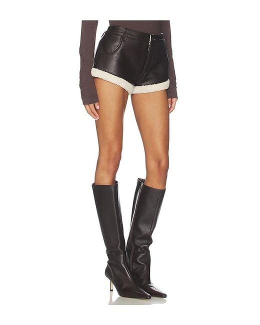 Urban Outfitters Black Faux Shearling Leather Short