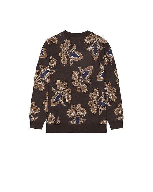 BOUND Brown Paisley Wool Grandad Cardigan for men