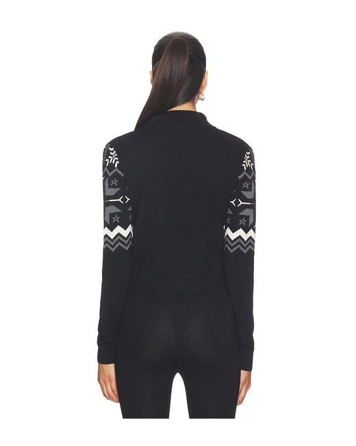 Perfect Moment Black Nordic Merino Wool Half-Zip Sweater