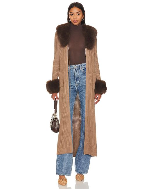 MAJORELLE Brown Tina Faux Fur Duster