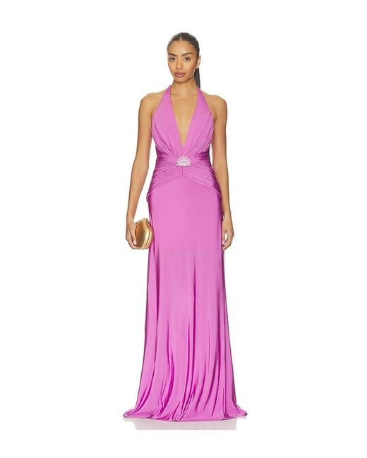 PATBO Pink Gisele Jersey Back Slit Maxi Dress