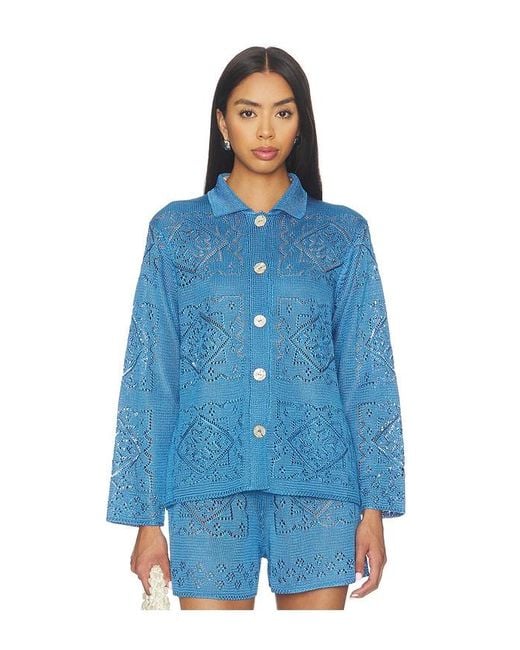 Calle Del Mar Blue Handkerchief Long Sleeve Shirt