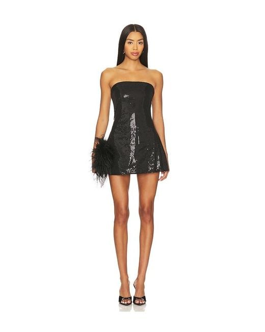 OW Collection Black Maya Mini Dress