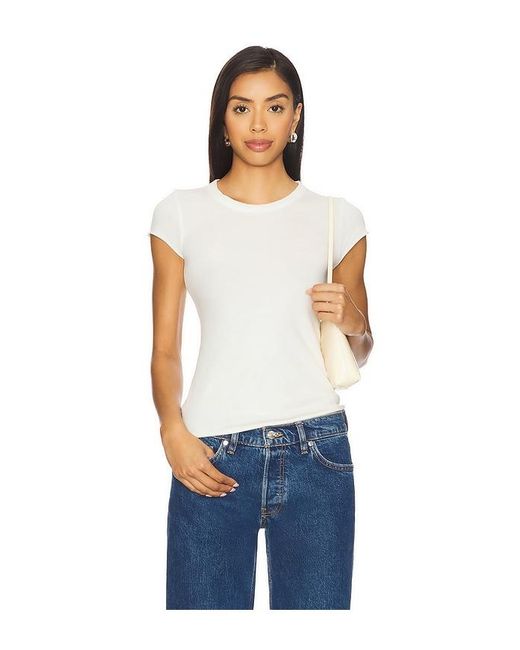 Cotton Citizen Blue Marbella Cap Sleeve Tee