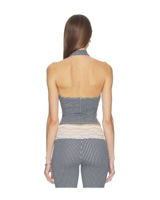 Frankie's Bikinis Blue Jay Cotton Jersey Halter Top