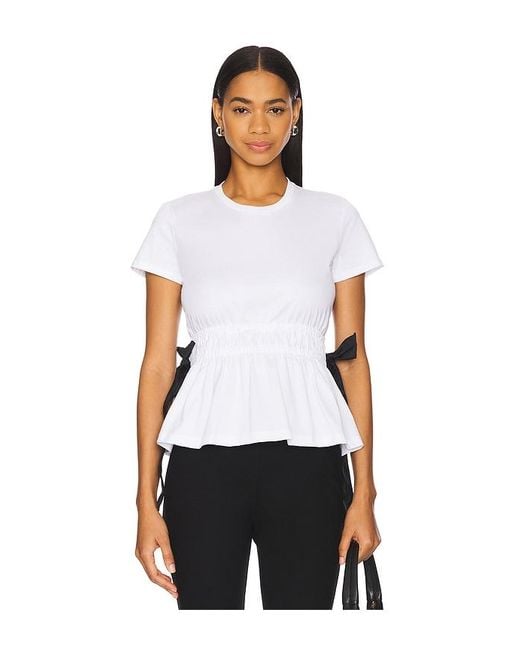 Marques'Almeida White Gathered Cap Sleeve T-Shirt