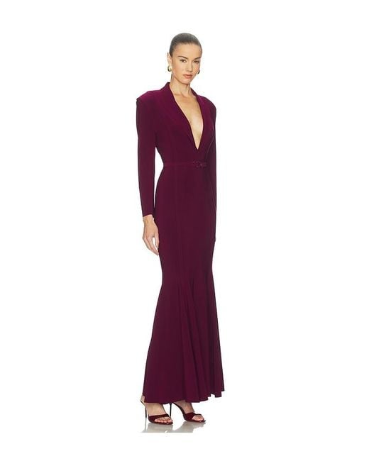 Norma Kamali Purple Single Breasted Fishtail Gown