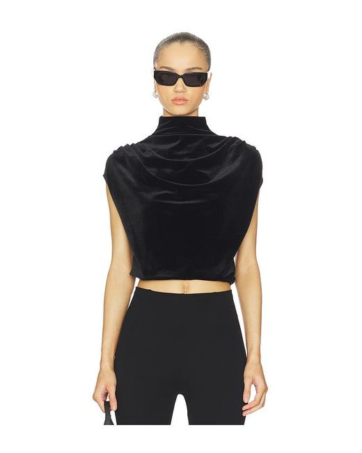 Commando Black Kurzes, Samtbesetztes Top Mit Stehkragen