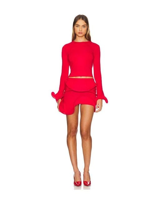 Sid Neigum Red Wave Hem Mini Skirt