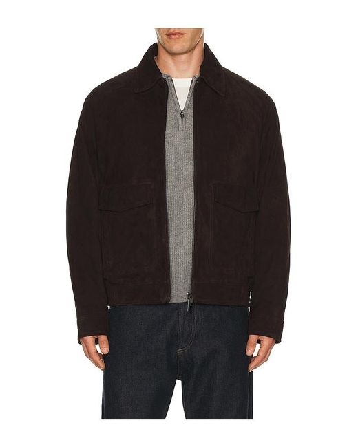 Theory Black Reece Aviator Bomber Jacket for men