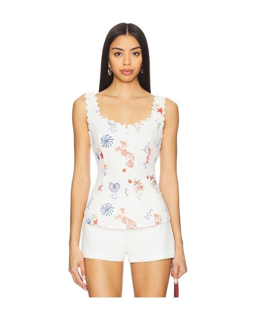 Line & Dot White Reeta Top