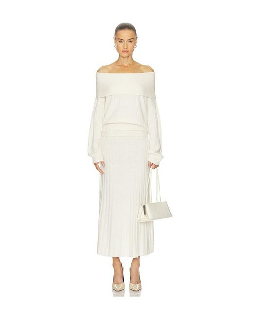 NAADAM White Premium Cashmino Ribbed Draped Top