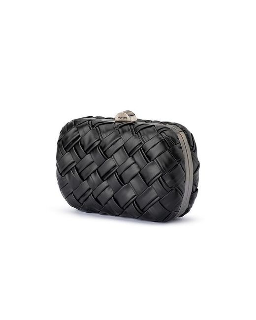 Olga Berg Black Haven Woven Clutch