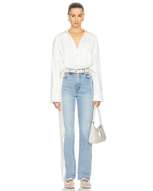 GRLFRND Blue Sara Super High-Rise Straight Jeans