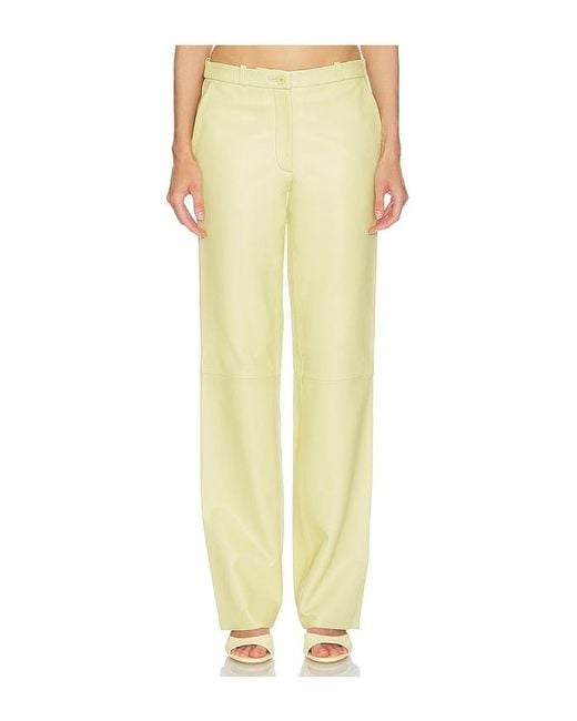 Helsa Yellow Soft Lamb Leather Pants