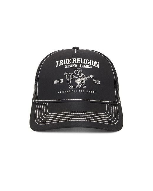 TRUE RELIGION Buddha Logo Trucker Hat in Black for Men | Lyst UK