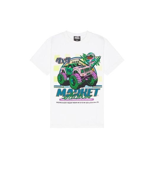 Market White Monster Truck Rally T-Shirt for men