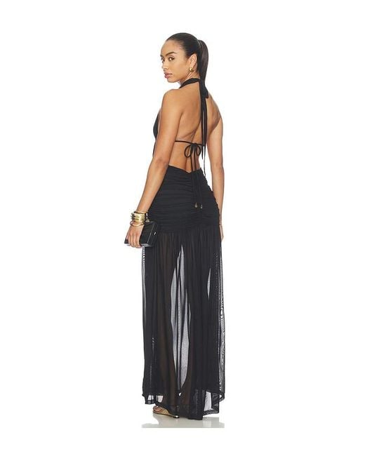 Runaway the Label Black Adrianna Plunge Ruched Maxi Dress