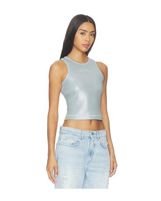 Casablanca Blue Ribbed Plated Tank Top