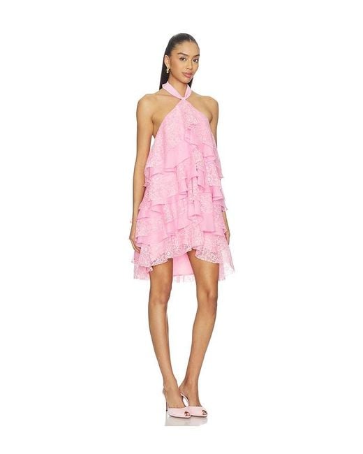 Elliatt Pink Poppy Tiered Mini Dress
