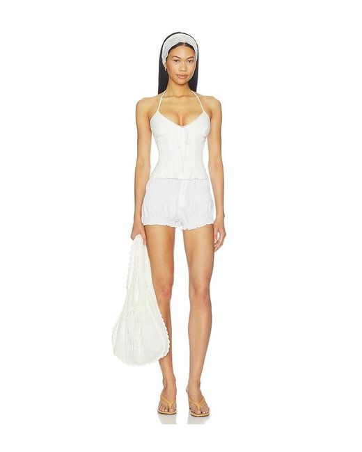 GUIZIO White Marini Eyelet Corset Top