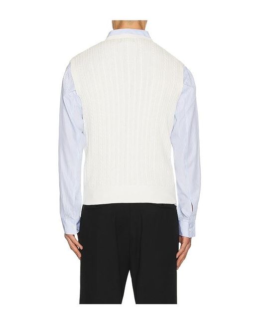 Polo Ralph Lauren White Sleeveless Featherweight Cable Knit V-Neck Sweater Vest for men