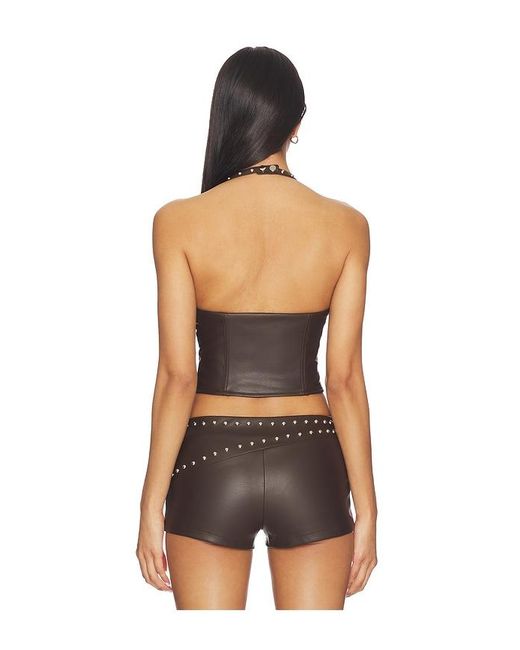 superdown Black Melisa Faux Leather Top
