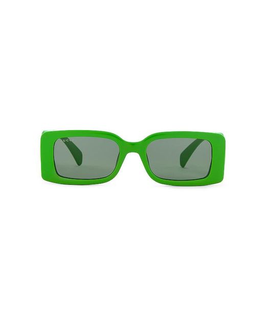 Gucci Green Chaise Longue Rectangular Sunglasses