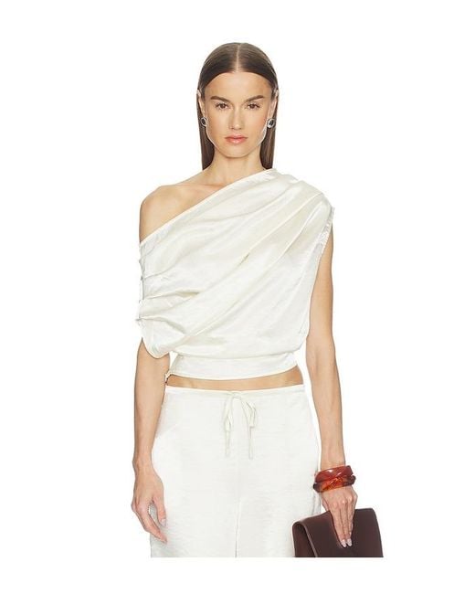 SNDY'S White Dove One Shoulder Top